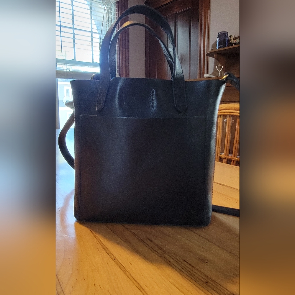 Madewell Black Leather Bag Small Transport Tote